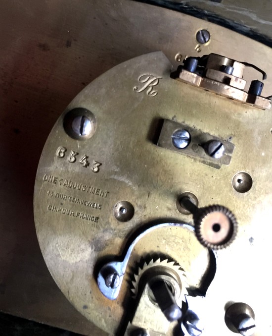 French Art Deco Charles Hour Marble Bronze Table or Mantel Clock