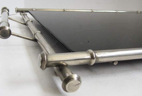 American Art Deco Chrome and Vitrolite Tray
