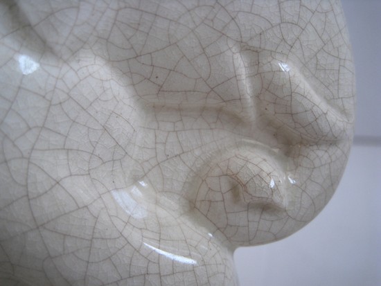 Claude Levi French Art Deco White Craqueleure Elephant Bookends