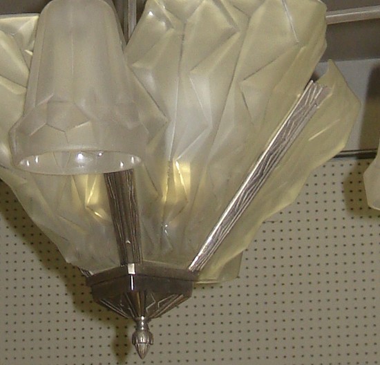 Degue French Art Deco Geometric Four Arm Chandelier