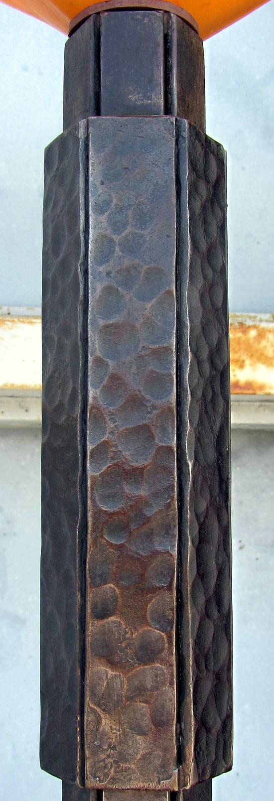 French Art Deco Wrought Iron Torchiere with DEGUE Shade