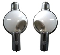 Pair Henry Dreyfuss American Art Deco Train Light Sconces