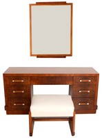 Donald Deskey for AMODEC American Art Deco Vanity Mirror and Bench