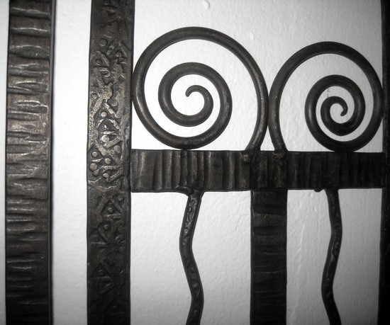 French Art Deco Wrought Iron Hall Tree Entryway Set