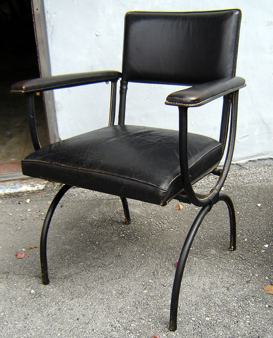 Jacques Adnet French Art Deco Leather Wrapped Desk & Chair