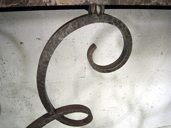 Large Raymond Subes Wrought Iron and Marble Console