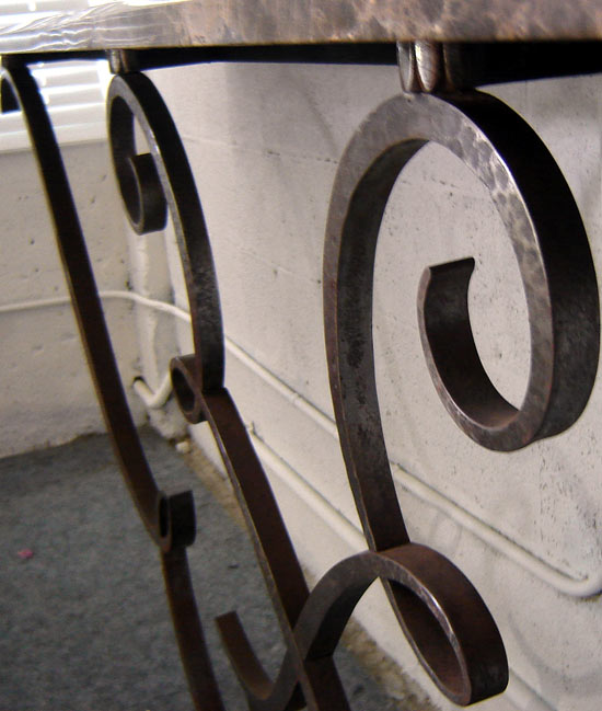 Large Raymond Subes Wrought Iron and Marble Console