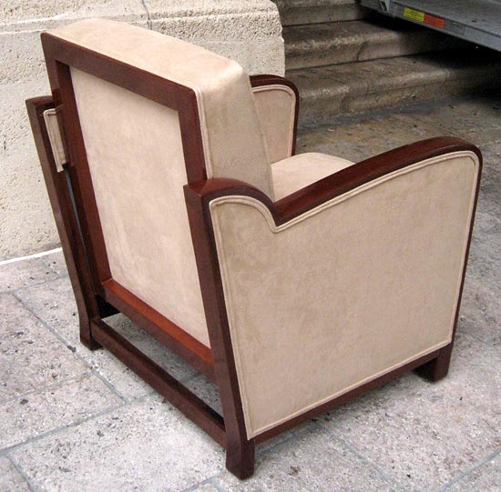 Pair French Art Deco Reclining Club Chairs