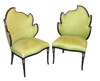 French Art Deco Pair Leaf Chairs