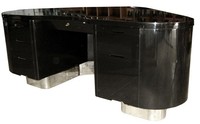 American Art Deco Fletcher Aviation Desk Black Lacquer