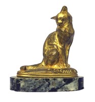 Fremiet French Art Deco Gilt Bronze Cat