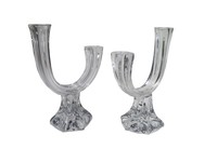 Pair of French Art Deco Asymmetrical Double Candlesticks