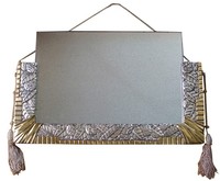 French Art Deco White and Yellow Gold Geometric Foliage Mirror