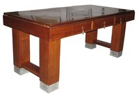 FRENCH ART DECO ROSEWOOD AND ALUMINUM DESK