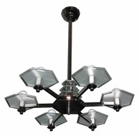 French Art Deco Six Arm Modernist Chandelier