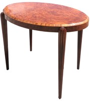 French Art Deco Occasional or Tea Table with Burl Wood Top