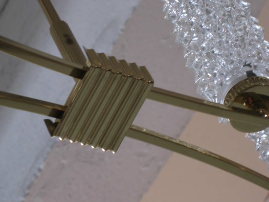 French 1950’s Brass and Glass Chandelier