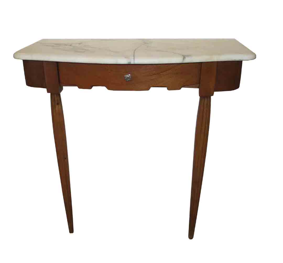 French Art Deco Wood & Marble Console