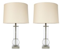 Pair of Gilbert Rohde American Art Deco Table Lamps with Glass Bases