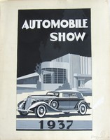 Original American Art Deco Pen and Ink Drawing with Gouache 1937 Automobile