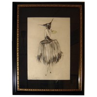 Louis Icart French Art Deco Pastel Drawing