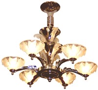 Nickel Six Bowl Chandelier