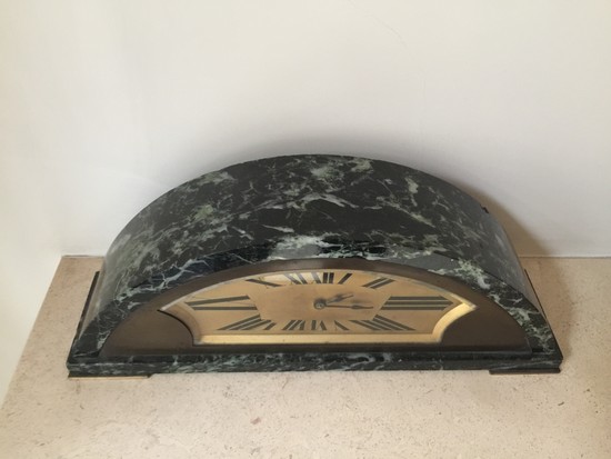 French Art Deco Charles Hour Marble Bronze Table or Mantel Clock