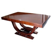 Elegant French Art Deco Striped Walnut Dining Table