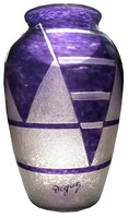 Large French Art Deco DEGUE Violet Cameo Glass Vase by Cazaux