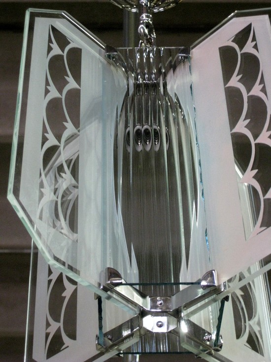 Art Deco Ceiling Lamp with Pink Wings