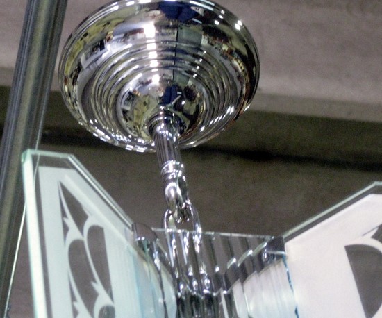 Art Deco Ceiling Lamp with Pink Wings