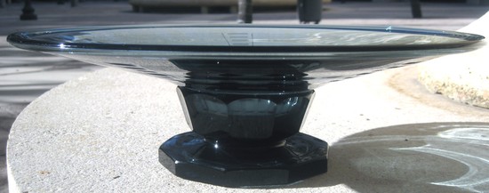 French Art Deco Teal Blue Crystal Center Bowl