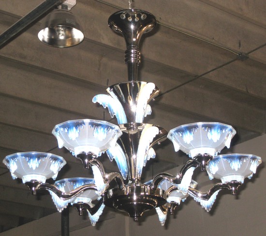 Pair Atelier Petitot French Art Deco Chandeliers