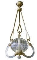 Barovier & Tosso Italian Art Deco Bronze & Glass Chandelier