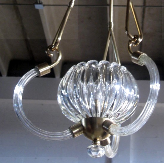 Barovier & Tosso Italian Art Deco Bronze & Glass Chandelier
