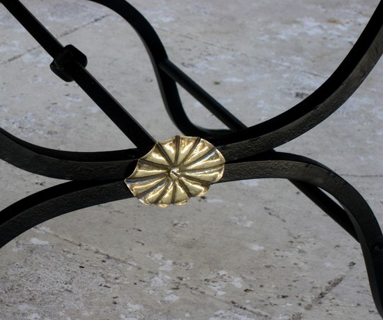 French Art Deco Wrought Iron and Portoro Marble Table