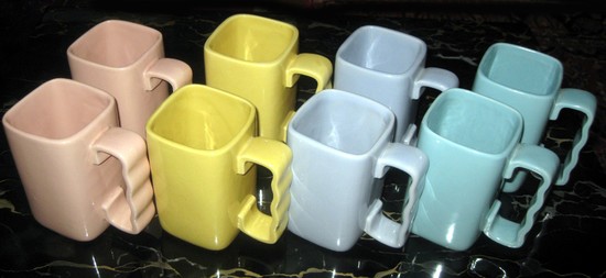 Rare 59 piece Mid Century Modern “Cube”istic Luncheon Set By Gonder Ceramic Art