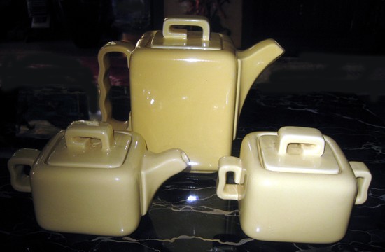 Rare 59 piece Mid Century Modern “Cube”istic Luncheon Set By Gonder Ceramic Art