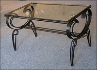 French Art Deco Wrought Iron and Glass Coffee Table