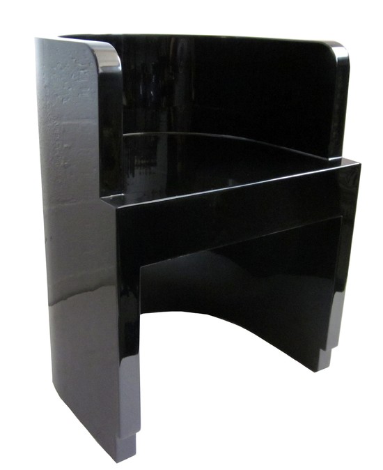 Italian Art Deco Black Lacquer Chair by Guiseppe Pagano