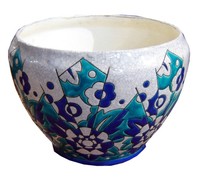 Keramis Belgian Art Deco Geometric Enameled Ceramic Bowl