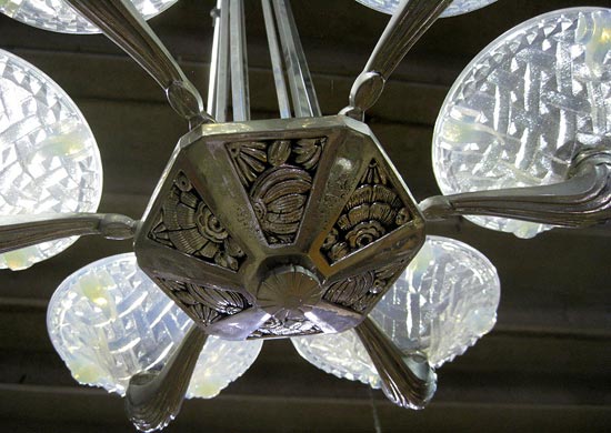 Six Arm Opalescent Shade Chandelier