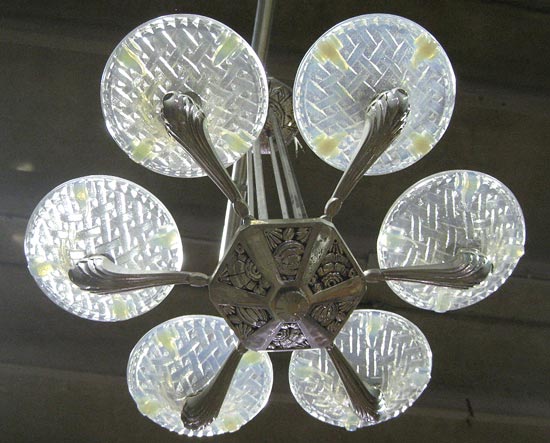 Six Arm Opalescent Shade Chandelier