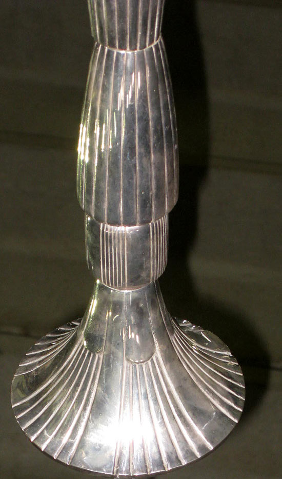 French Art Deco Silvered Bronze Chandelier