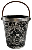 American Art Deco Sterling Overlay Leaping Stag Ice Bucket