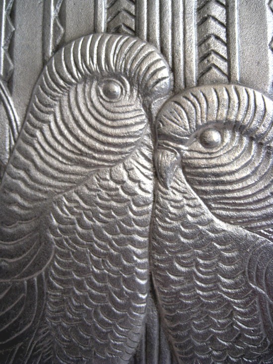 American Art Deco Aluminum Lovebirds Placque