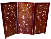 French Art Deco Three Panel Mahogany Low Screen