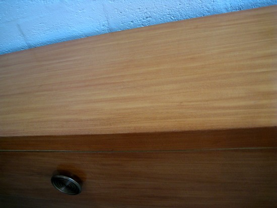 American Art Deco Blond Mahogany Dresser and Mirror