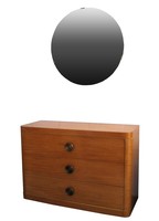 American Art Deco Blond Mahogany Dresser and Mirror