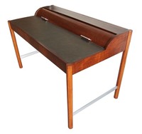 Vintage Hekman Mid Century Modern Desk With Cylinder Roll